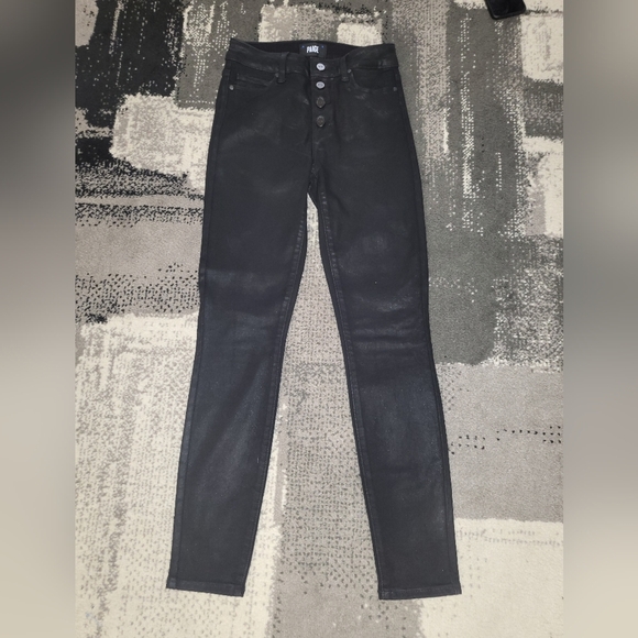 2. PAIGE HOXTON COATED HIGH WAIST ULTRA SKINNY JEANS SIZE 26 - Picture 7 of 13